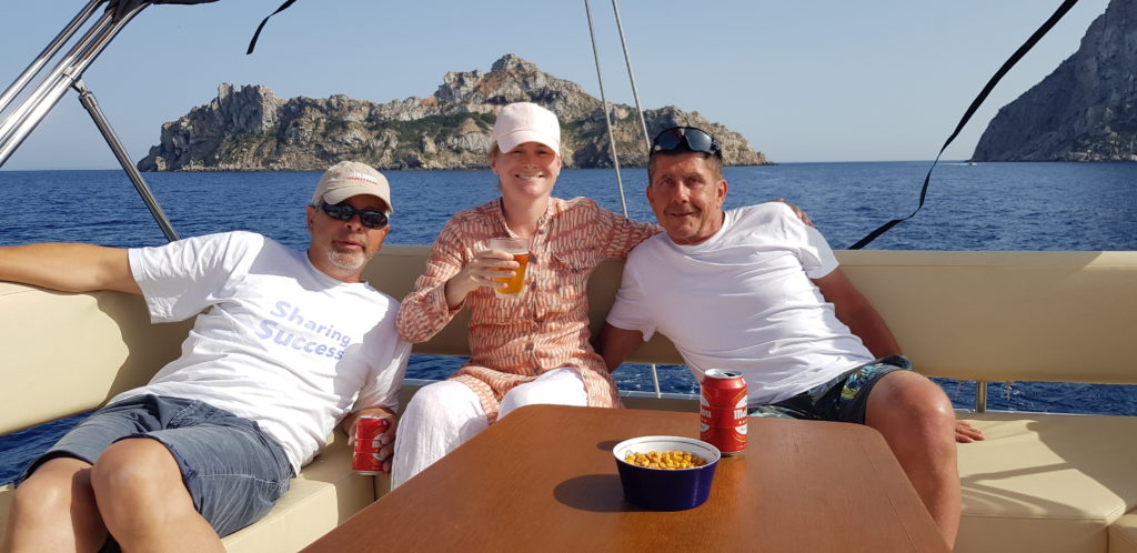 Enjoining our Fly while motoring along Ibiza