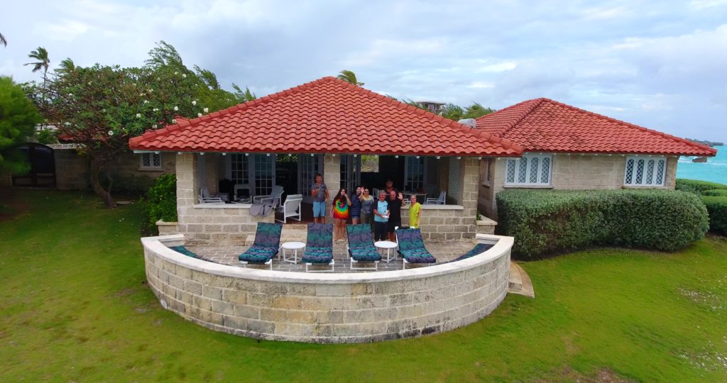 Juergen flying the drone in front of Kevin`s house