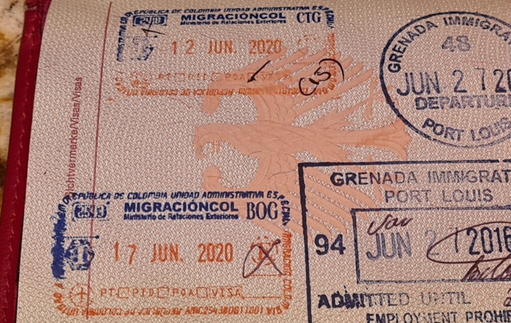 Immigration officer at the Bogota airport looking for the entry STAMP and said that it was not possible we arrived on June 12th... I explained... he laughed...and wished us a good flight