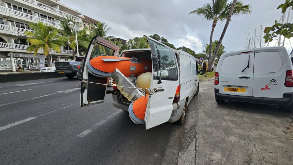 First time our dinghy had a car ride - another repair