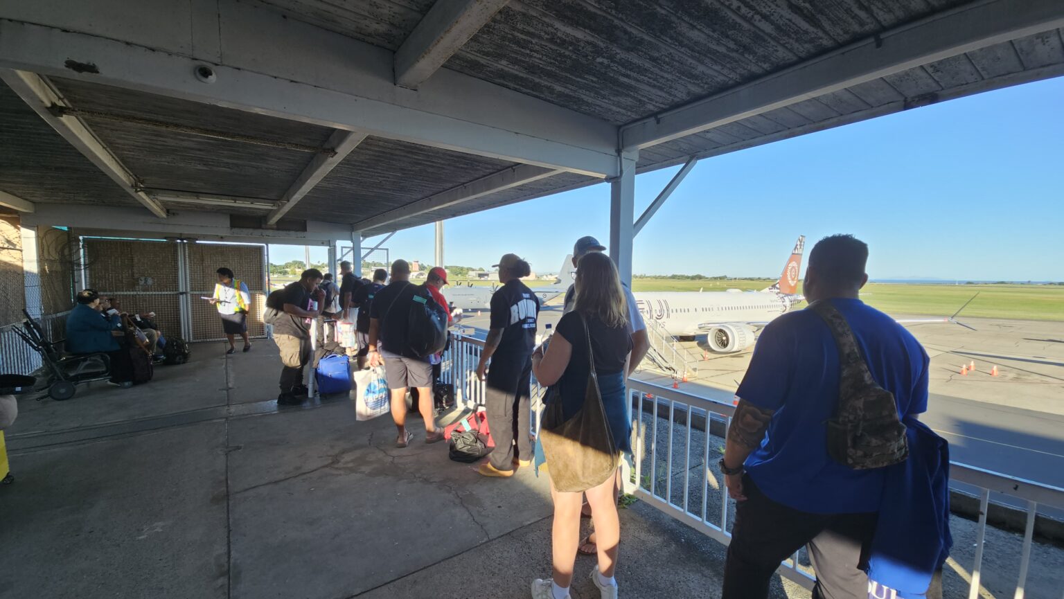 This is proper boarding preparation in Fiji: You need to queue in the order of your row number