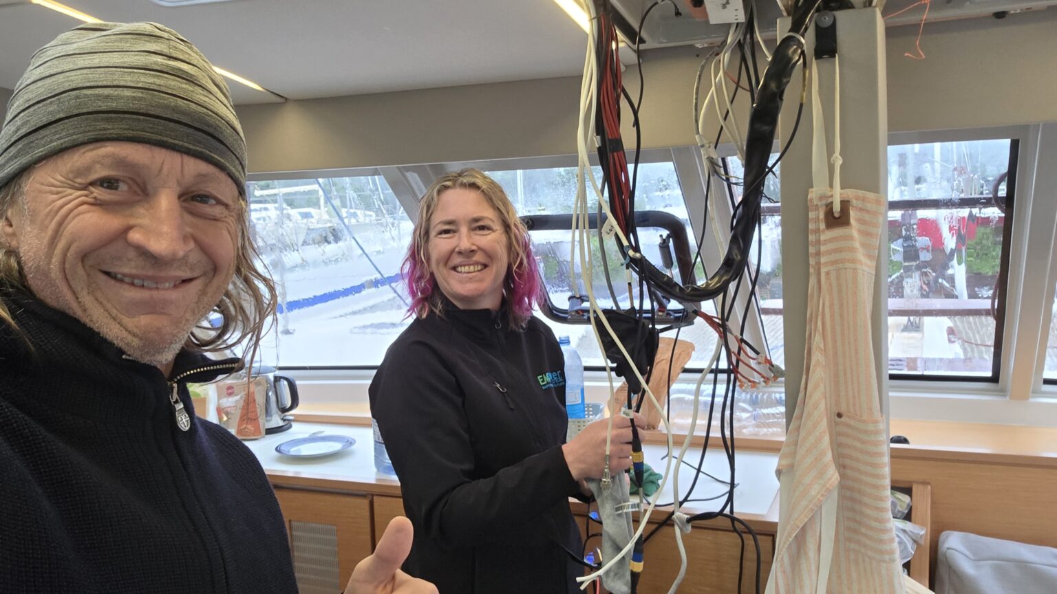 All old cables plus the new AIS and VHF cables had to be reconnected. Luckily it was not me who had to do it